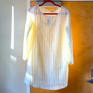 Cream knit dress, attached slip underneath, size S NWT